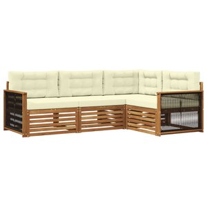 vidaXL Ensemble de canapés d'extérieur 4 pc Naturel et Crème
