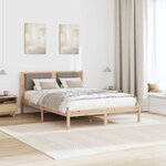 vidaXL Cadre de lit avec tête de lit rembourrée Taupe 135 x 190 cm