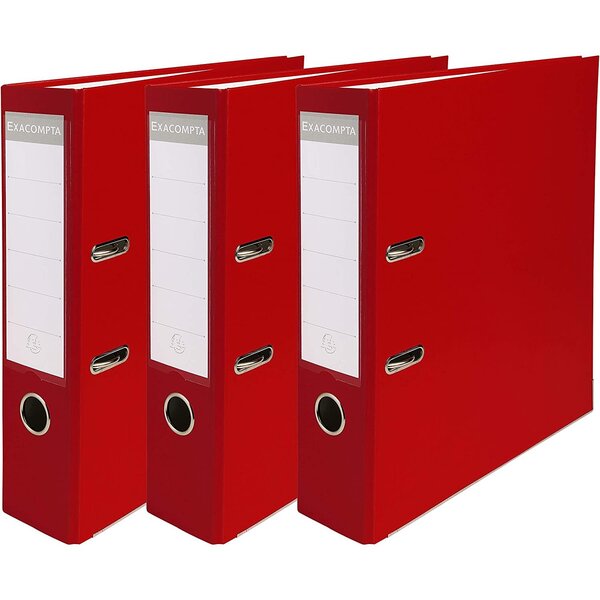 Pack de 3 classeurs à levier Premium  A4  80 mm  rouge x 4 EXACOMPTA