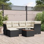 vidaXL Salon de jardin 7 Pièces avec coussins noir résine tressée