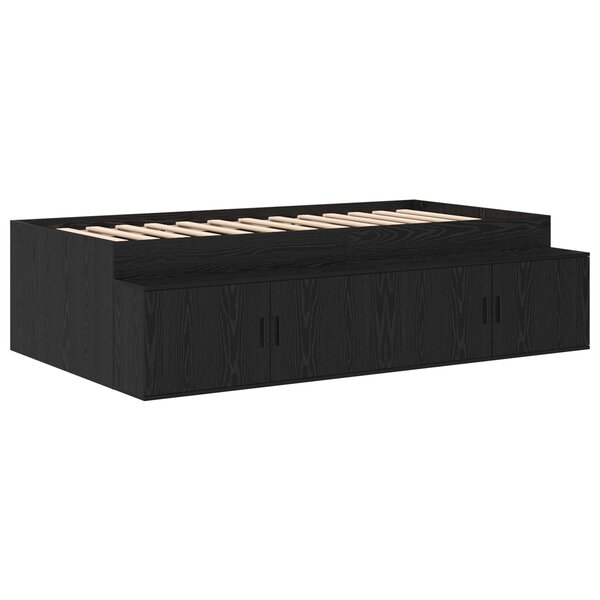 vidaXL Cadre de lit avec rangement Chêne noir 90x190 cm
