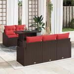 vidaXL Ensemble de canapé de jardin 6 Pièces Marron et rouge polyrotin