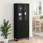 vidaXL Haut Armoire 2 Pièces Chêne noir Bois Aggloméré et Verre
