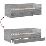 vidaXL Lit de jour et tiroirs sonoma gris 75x190 cm bois d'ingénierie
