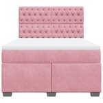 vidaXL Sommier à lattes de lit avec matelas Rose 160x200 cm Velours