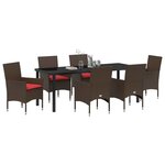 vidaXL Ensemble table et chaises avec coussin 7 Pièces Marron Rotin PE