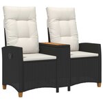 vidaXL Banc inclinable avec table 2 -Seater 126 x 65 x 112 cm