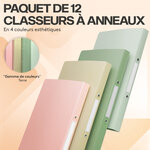 ACROPAQ 12 x Classeur A4 2 Anneaux- Jusqu'à 100 feuilles  Dos de 2 5 cm- Souple et Durable- Résisitants à l'eau- Pastel