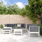 vidaXL Salon de jardin 7 Pièces Blanc Bois de pin massif