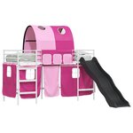 vidaXL Cadre de lit superposé pour enfants avec rideaux Blanc et rose