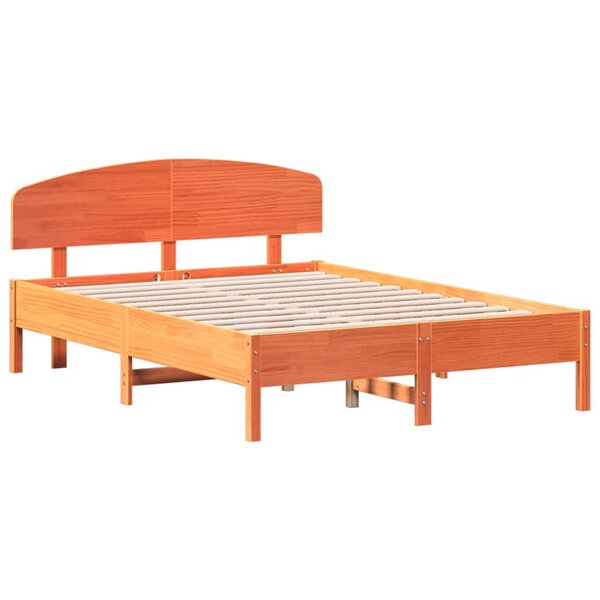 vidaXL Cadre de lit sans matelas cire marron 135x190cm bois pin massif