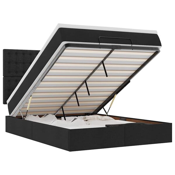 VidaXL Cadre de lit ottoman avec matelas noir 140x190 cm tissu