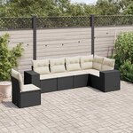 vidaXL Salon de jardin 6 Pièces avec coussins noir résine tressée
