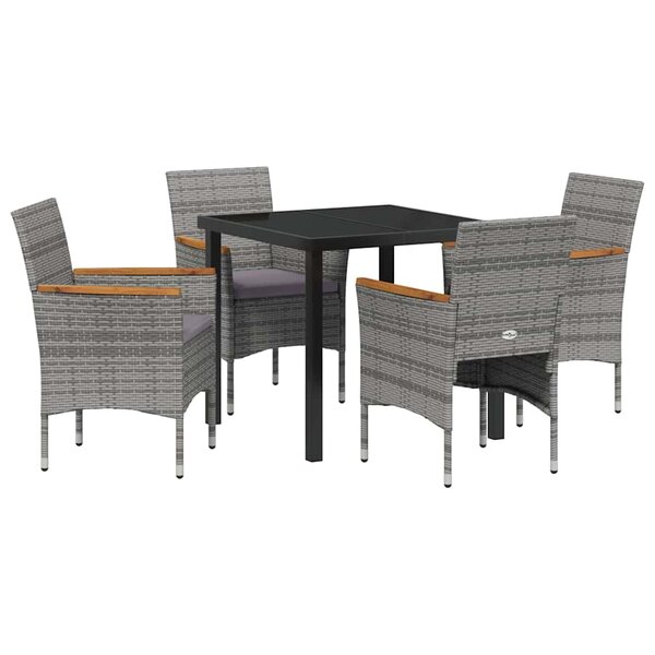 vidaXL Ensemble de salle à manger pour jardin 5 Pièces Gris Poly rotin