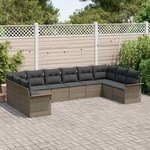 vidaXL Ensemble de canapé de jardin 10 Pièces Gris polyrotin