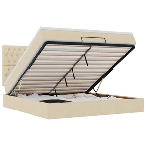 VidaXL Cadre de lit ottoman avec matelas crème 180x200 cm tissu
