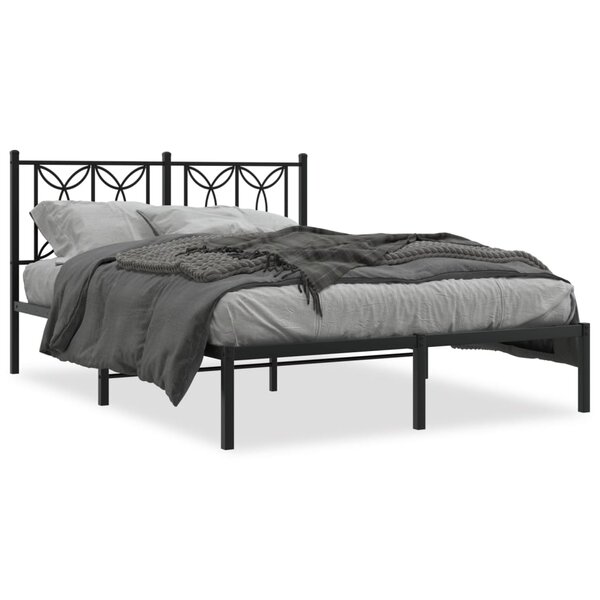 vidaXL Cadre de lit métal sans matelas avec tête de lit noir 140x200cm