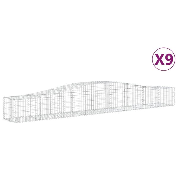 vidaXL Paniers à gabions arqués 9 Pièces 400x50x40/60 cm Fer galvanisé