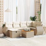 vidaXL Salon de jardin avec coussins 7 Pièces beige résine tressée