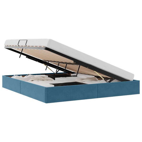 vidaXL Cadre de lit ottoman Bleu foncé 160 x 200 cm Velours