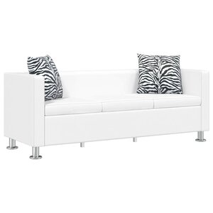 vidaXL Canapé à 3 places cuir artificiel blanc