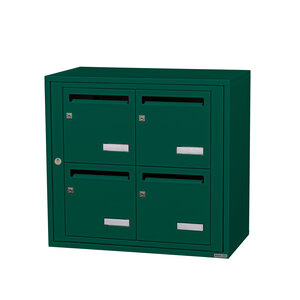 Bloc collectif Leabox 2x2  grade 3  simple face  intérieur  fixation murale  vert mousse ral 6005 finition brillante