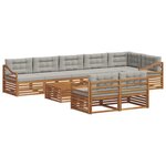 vidaXL Ensemble de canapés d'extérieur 9 pc Gris Naturel et Clair