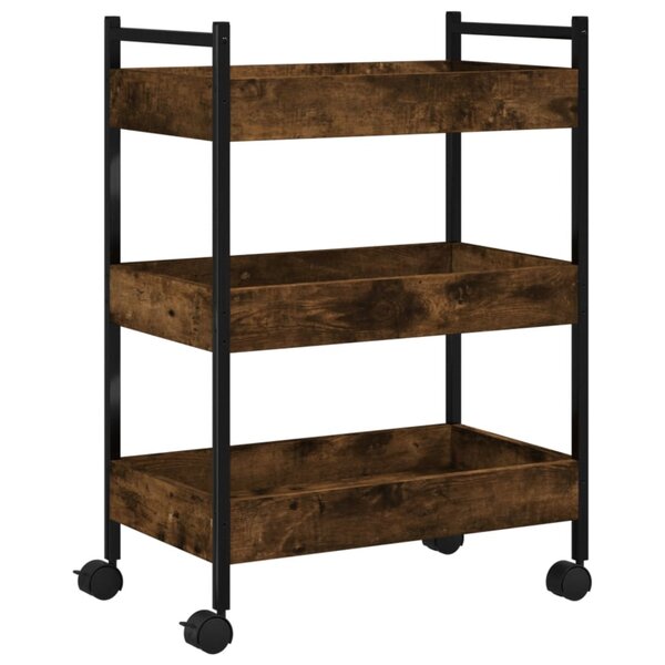 vidaXL Chariot de cuisine chêne fumé 50x30x70 cm bois d'ingénierie