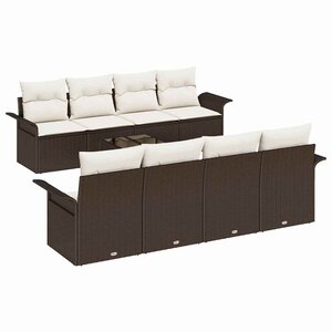 vidaXL Ensemble de canapé de jardin 9 Pièces Marron Poly rotin