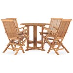 vidaXL Ensemble à manger d'extérieur pliable 5 Pièces Bois solide de teck