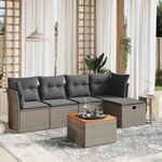 vidaXL Salon de jardin 6 Pièces avec coussins gris résine tressée