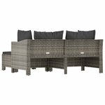 vidaXL Salon de jardin 3 Pièces avec coussins Gris Résine tressée