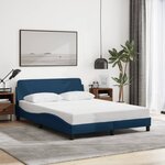 vidaXL Cadre de lit avec tête de lit sans matelas bleu 140x190cm tissu