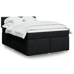 vidaXL Sommier à lattes de lit avec matelas Noir 140x200 cm Tissu