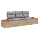 vidaXL Ensemble de Canapé de Jardin 3 Pièces avec Coussins Beige Poly Rattan Acacia