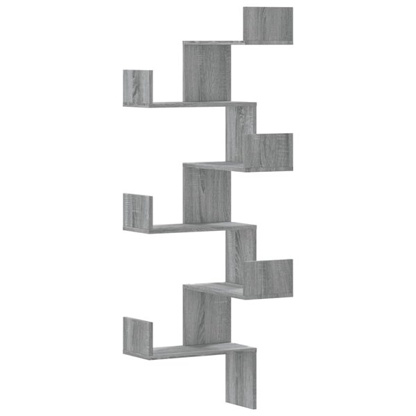 vidaXL Étagère d'angle murale sonoma gris 45x45x147cm bois ingénierie