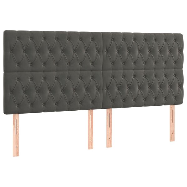 vidaXL Têtes de lit 4 Pièces Gris foncé 90x7x78/88 cm Velours