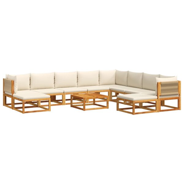 vidaXL Salon de jardin avec coussins 11 Pièces bois massif d'acacia