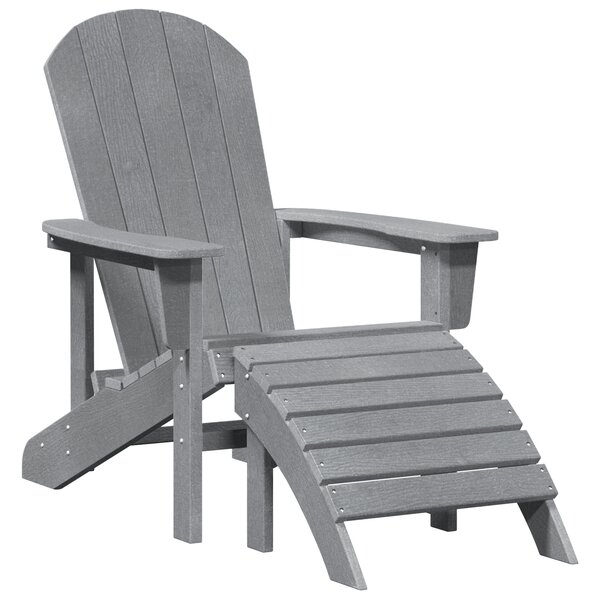 vidaXL Chaise Adirondack avec repose-pieds Gris clair HDPE