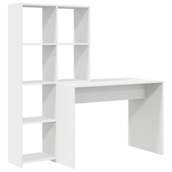 vidaXL Bureau avec étagère Blanc 138.5 x 55 x 143 cm Bois d'ingénierie