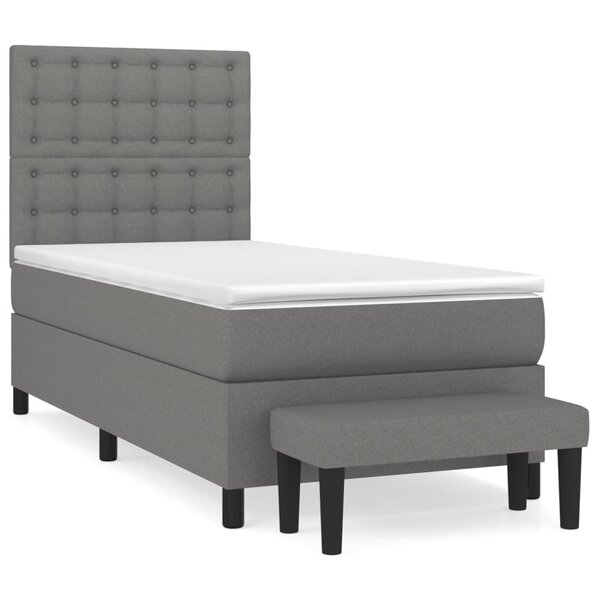 vidaXL Sommier à lattes de lit et matelas Gris foncé 90x190 cm Tissu