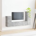 vidaXL Ensemble meuble TV 3 Pièces Gris béton Bois d'ingénierie