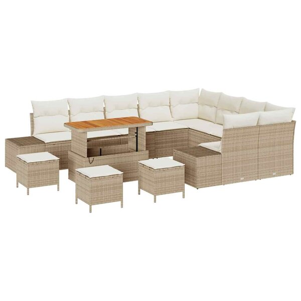 vidaXL Ensemble de canapé de jardin 13 Pièces Beige Poly rotin