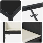 vidaXL Ensemble de jardin 5 pièces avec coussins en rattan poly noir