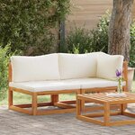 vidaXL Ensemble de canapés 2 Pièces et coussins blanc crème Acacia solide