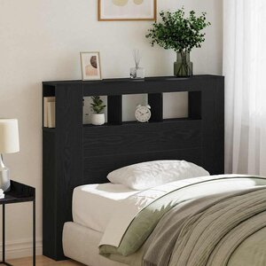 vidaXL Tête de lit LED avec étagère Chêne noir 120 x 18 5 x 103 5 cm