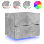 vidaXL Tables de chevet murales avec lumières LED 2 Pièces gris béton