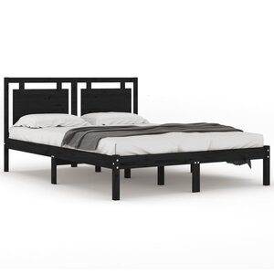 vidaXL Cadre de lit sans matelas noir 200x200 cm bois massif
