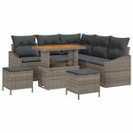 vidaXL Ensemble de canapé de jardin avec coussin 8 Pièces Gris Poly rotin