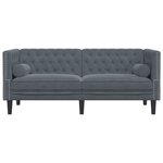 vidaXL Canapé Chesterfield avec traversins 2 places gris foncé velours